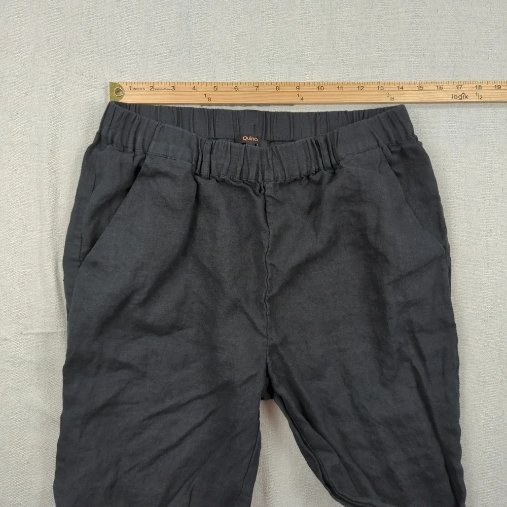 Quince Pants Womens Medium Black European Linen Casual Office